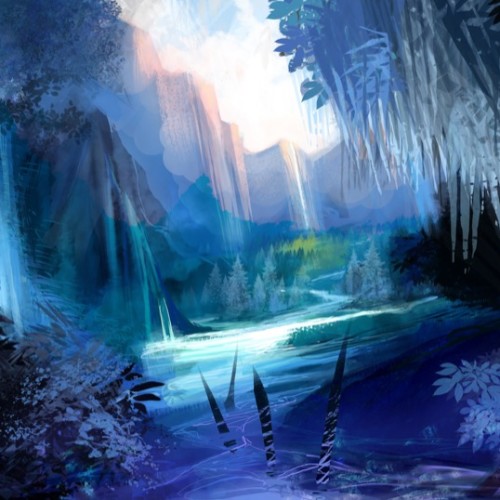 Blue Fairy Forest - background - concept design - videogame by Elisa Bellotti illustrator, Colorist, Concept, Visual and Comics Artist